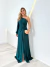 Vestido Fluity Longo Manga Vazada Verde Esmeralda