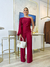 conjunto alfaiataria blusa ombro só e calça pantalona marsala 