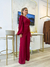 Conjunto blusa ombro só e calça pantalona marsala 