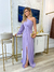 Vestido longo fluity manga vazada lavanda 