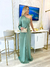 Vestido Longo Fluity Manga Vazada Verde Oliva 