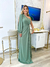Vestido longo fluity manga vazada verde oliva 