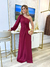 vestido longo fluity manga vazada marsala