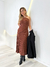 Conjunto tricot blusa e saia midi marrom