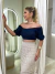 Cropped tricot ciganinha azul 