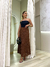 Saia midi de tricot marrom 