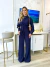conjunto marrant: camisa com amarração e calça pantalona azul marinho 