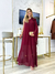 Vestido longo crepe musseline vinho 