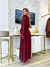 Vestido crepe musseline com flor vinho