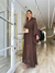 Vestido longo crepe musseline marrom