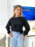 blusa moletinho preta com laços