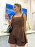 Conjunto short e blusa assimétrica marrom 