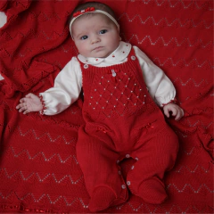 SAIDA MATERNIDADE JARDINEIRA TRICOT E BODY OLIVIA VERMELHO - loja online