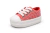 Zapatilla Lona Con Base Cordones Rayada Rojo