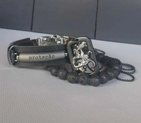 Conjunto Proteção São Jorge - Corrente São Jorge + 02 Pulseiras