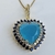 Conjunto Colar e Brinco Coração Zircônia Ágata AZUL detalhes em micro zircônia cor safira * Pronta Entrega na internet