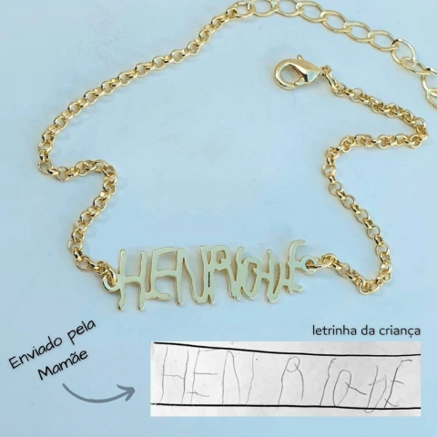 Pulseira Manuscrito com a letrinha da criança