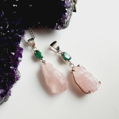 Dije Raiz de esmeralda y cuarzo rosa - tienda online