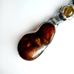 Dije Ágata fuego y cuarzo rutilado - Ser Mineral Accesorios 