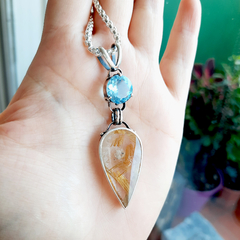 Dije Topacio y cuarzo rutilado - Ser Mineral Accesorios 