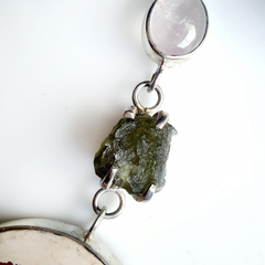 Dije cuarzo rosa, moldavita y rodocrosita - Ser Mineral Accesorios 