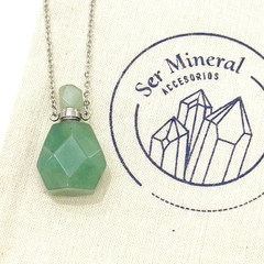 COLLAR PERFUMERO BOTELLA GLAM CUARZO VERDE - tienda online