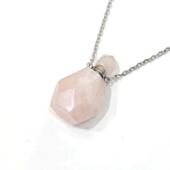 COLLAR PERFUMERO BOTELLA GLAM CUARZO ROSA - tienda online