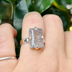 Anillo cuarzo turmalinado facetado (A) - tienda online
