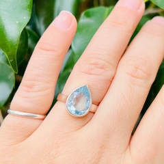 Anillo topacio azul facetado gota - Ser Mineral Accesorios 
