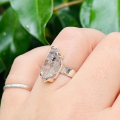 Anillo cuarzo biterminado natural herkimer