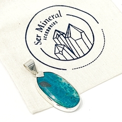 Dije de crisocola con detalle de corazon en plata - comprar online