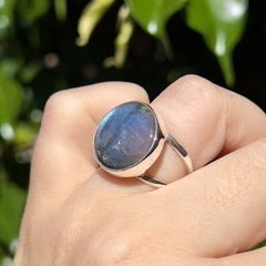 Anillo Labradorita azul redondo - comprar online