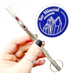 Bombilla triple engarce granate y labradorita - Ser Mineral Accesorios 