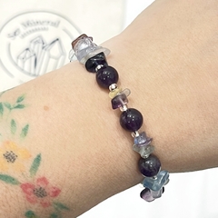 Pulsera de Fluorita y amatista - Ser Mineral Accesorios 