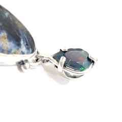 Dije doble opalo negro y pietersita - Ser Mineral Accesorios 