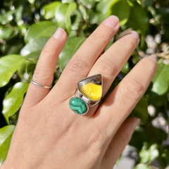 Anillo Malaquita y ambar - comprar online