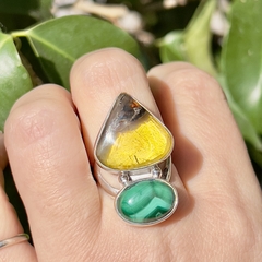 Anillo Malaquita y ambar - tienda online