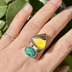 Imagen de Anillo Malaquita y ambar