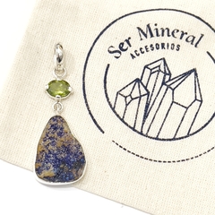 Dije peridoto facetado y azurita en bruto - comprar online
