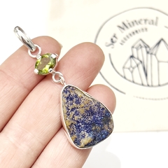 Dije peridoto facetado y azurita en bruto - Ser Mineral Accesorios 