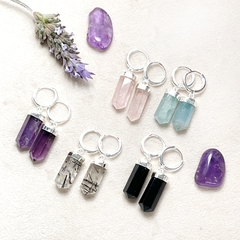 Aros bastoncito laser amatista - Ser Mineral Accesorios 