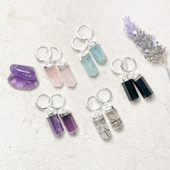 Aros bstoncito laser aguamarina - Ser Mineral Accesorios 