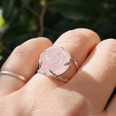 Anillo rosa de cuarzo rosa - Ser Mineral Accesorios 