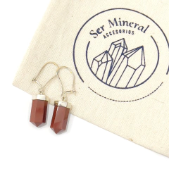 Aros bastoncito jaspe rojo - Ser Mineral Accesorios 