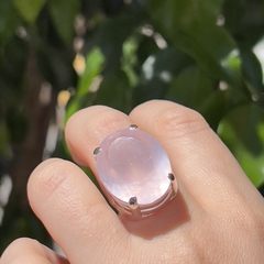 Anillo de cuarzo rosa facetado oval - comprar online