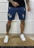 Bermuda Jeans escura c/ rasgos a laser