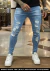 Calça Super Skinny Azul Média c/ Rasgos e respingos ref:9892 - comprar online