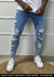 Calça Super Skinny clara com Puidos a laser e respingos Ref-NJM 033 - comprar online