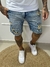 Bermuda Jeans Vintage Com Puidos a laser e Patch- 9797 na internet