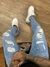 Calça Super Skinny Azul Média c/ Rasgos e respingos ref:9892 na internet
